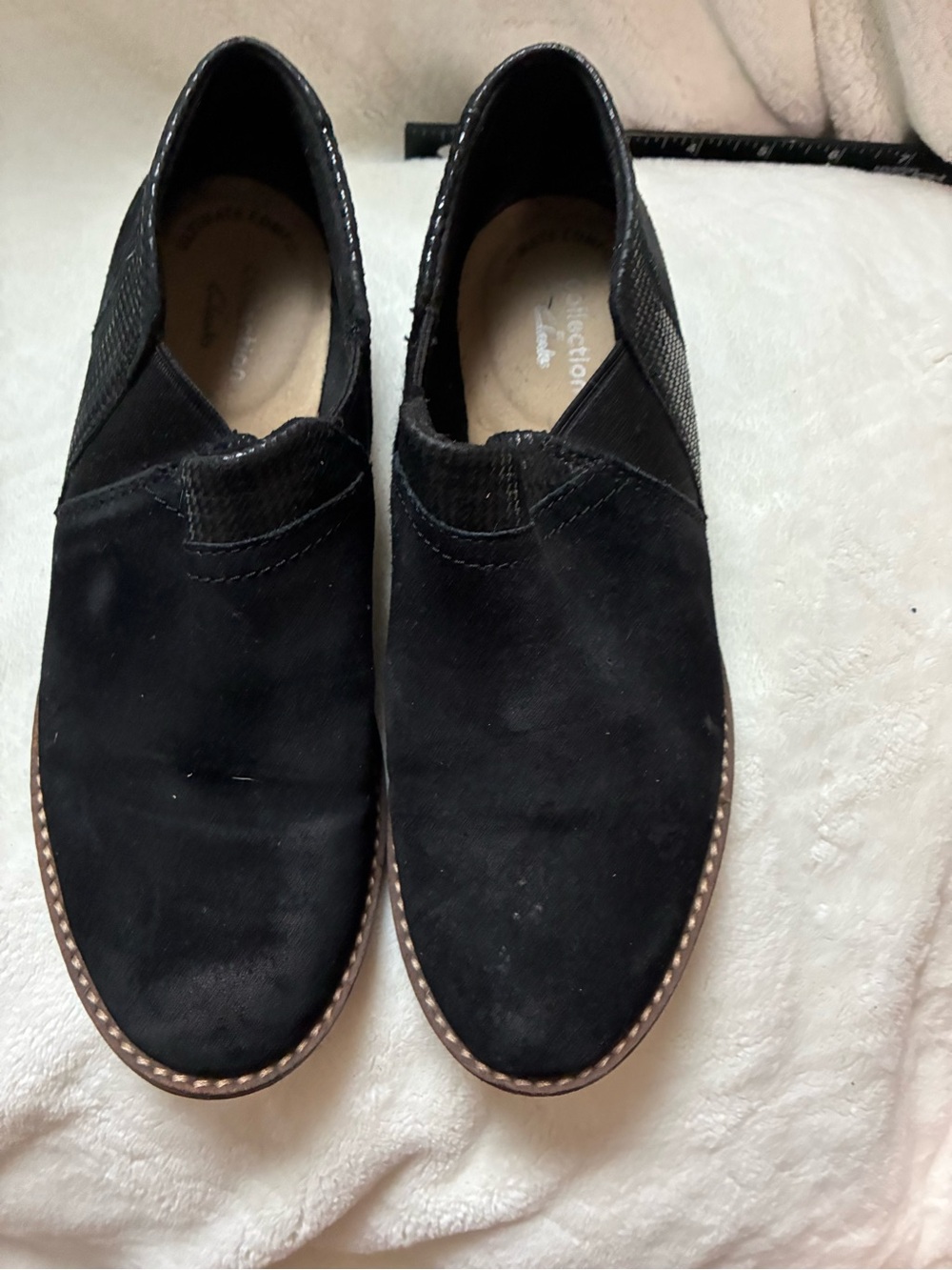 Women Black Slip-On Suede Shoes - Classic Comfort